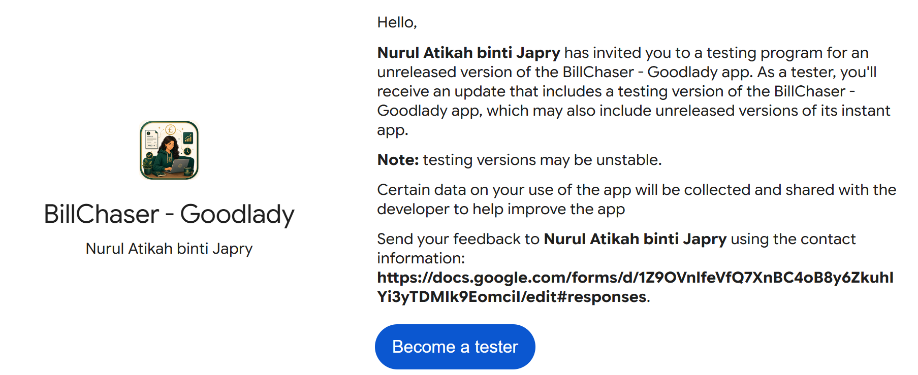 Google Play Testing Program Screenshot